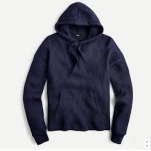 J.Crew Waffle Pullover Hoodie Navy Blue Sweatshirt Size X Small